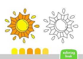 kleur boek voor kinderen zon bladzijde sjabloon vector illustratie