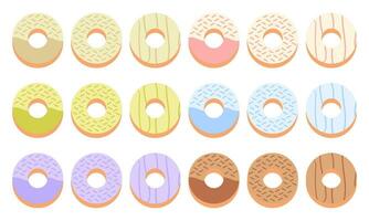 een verzameling van illustraties van donuts vector