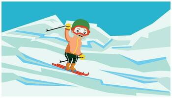 snowboarder Aan de top van de berg. vector illustratie. ontwerp winter activiteiten. winter ontwerp elementen