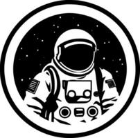 astronaut - zwart en wit geïsoleerd icoon - vector illustratie