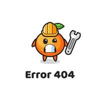 error 404 met de schattige mandarijn-sinaasappel-mascotte vector