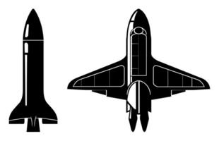 ruimteschip vector geïsoleerd silhouetten vrij, ruimtevaartuig raket silhouetten bundel