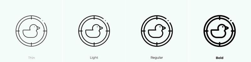 schieten eend icoon. dun, licht, regelmatig en stoutmoedig stijl ontwerp geïsoleerd Aan wit achtergrond vector