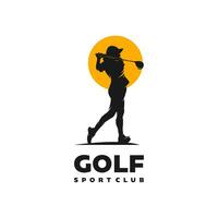 vrouw golf speler silhouet logo ontwerp sjabloon vector