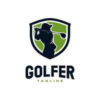 golf club logo met schild ontwerp sjabloon vector