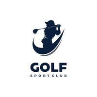 vrouw golf speler silhouet logo ontwerp sjabloon vector