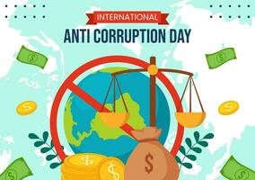 anti corruptie dag sociaal media achtergrond vlak tekenfilm hand- getrokken Sjablonen illustratie vector