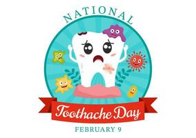 nationaal kiespijn dag vector illustratie Aan februari 9 voor tandheelkundig hygiëne zo net zo niet naar oorzaak pijn van kiemen of bacterie in vlak achtergrond