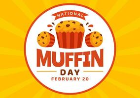 nationaal muffin dag vector illustratie Aan februari 20e met chocola spaander voedsel klassiek muffins heerlijk in vlak tekenfilm illustratie