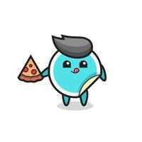 leuke stickercartoon die pizza eet vector