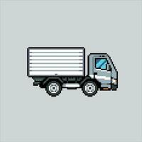 pixel kunst illustratie doos vrachtwagen. korrelig doos vrachtwagen. doos vrachtauto houder korrelig voor de pixel kunst spel en icoon voor website en video spel. oud school- retro. vector