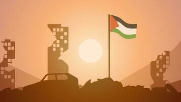 Palestina landschap vector illustratie. silhouet van Gaza stad in de ochtend. landschap illustratie van Palestina voor achtergrond of behang