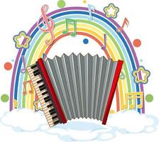 accordeon met melodiesymbolen op regenboog vector