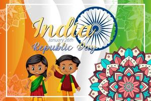 india republiek dag banner met kinderkarakters vector