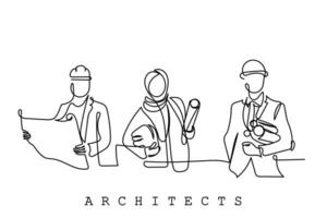 doorlopend lijn kunst van architecten .ingenieur lijn kunst. vector