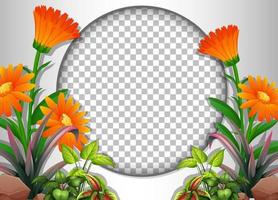 rond frame met tropische bloemen en bladerensjabloon vector