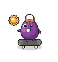 aubergine karakter illustratie berijd een skateboard vector