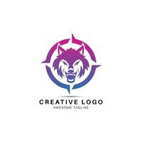 wolf hoofd creatief logo ontwerp icoon vector