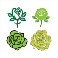 groen roos reeks icoon vector illustratie