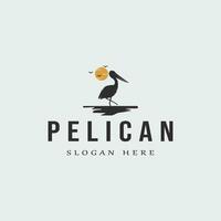 pelikaan vogel logo wijnoogst vector illustratie sjabloon icoon grafisch ontwerp