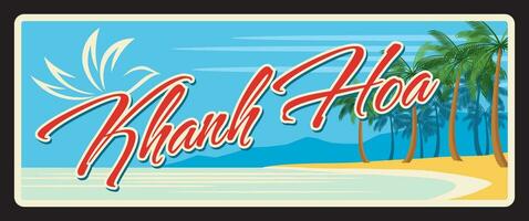 khanh hoezo provincie, retro reizen bord vector