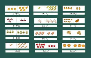 werkzaamheid vel sjabloon voor wiskunde, toevoeging naar 10, extra onderwijs vector