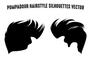 pompadour kapsel silhouet clip art bundel, mannen haar- besnoeiing vector set, modieus elegant mannetje kapsel silhouetten,