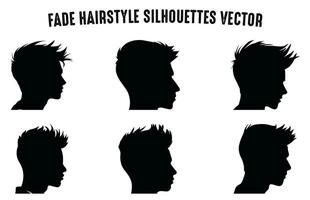 vervagen kapsel silhouet clip art bundel, mannen haar- besnoeiing vector set, modieus elegant mannetje kapsel silhouetten