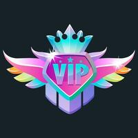 vip insigne met Vleugels en kroon. vector ontwerp icoon