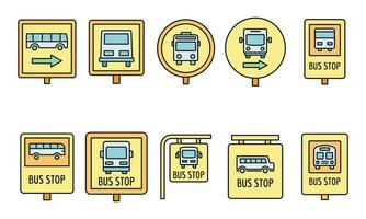 stad bus hou op teken icoon reeks vector kleur