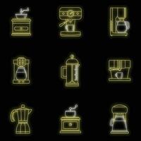 koffie maker pot espresso pictogrammen reeks vector neon