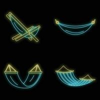 strand hangmat icoon reeks vector neon