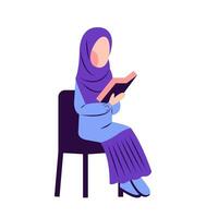 illustratie van hijab vrouw lezing boek vector