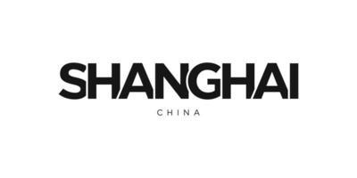 Shanghai in de China embleem. de ontwerp Kenmerken een meetkundig stijl, vector illustratie met stoutmoedig typografie in een modern lettertype. de grafisch leuze belettering.