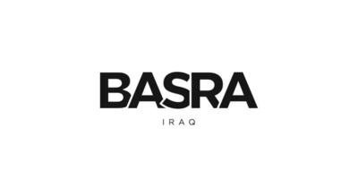 basra in de Irak embleem. de ontwerp Kenmerken een meetkundig stijl, vector illustratie met stoutmoedig typografie in een modern lettertype. de grafisch leuze belettering.