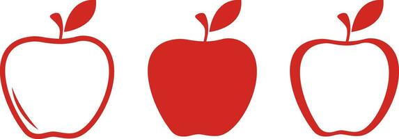 appel icoon reeks in vlak stijl. vers appel met blad symbool geïsoleerd Aan wit achtergrond. gemakkelijk appel vector abstract icoon. vector illustratie voor web plaats ontwerp, logo, mobiel app, ui.