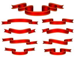 Red Banner Ribbon Set Vector. vector