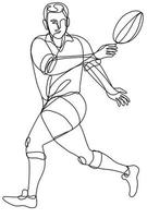 rugby union-speler passerende bal vooraanzicht doorlopende lijntekening vector