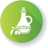 olijfolie groen plat ontwerp lange schaduw glyph icon vector