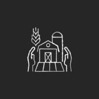 boeren ondersteunen krijtwit pictogram op donkere achtergrond vector