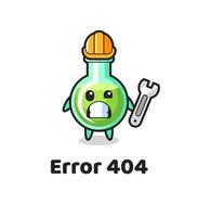 error 404 met de schattige mascotte van laboratoriumbekers vector