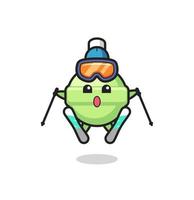 lolly mascotte karakter als ski-speler vector