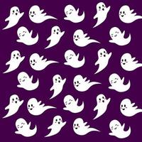 paarse schattige spook cartoon vector voor halloween.