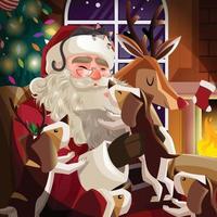 kerstman en huisdieren in santa paws concept vector