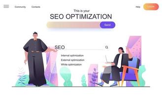 seo-optimalisatie webconcept voor bestemmingspagina vector