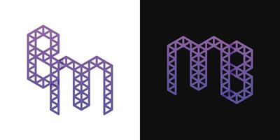 brieven bm en mb veelhoek logo set, geschikt voor bedrijf verwant naar veelhoek met bm en mb initialen. vector