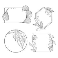 frame en bladeren met de hand getekend voor volwassen kleurboek vector