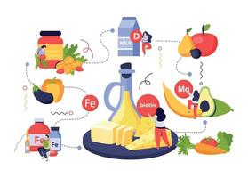 vitamines in de samenstelling van producten vector