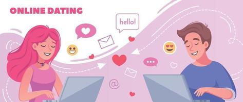 virtuele dating cartoon compositie vector