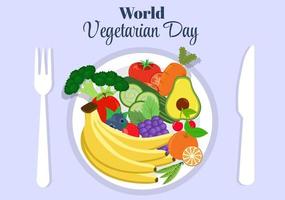 wereld vegetarische dag en groenten of fruit vectorillustratie vector